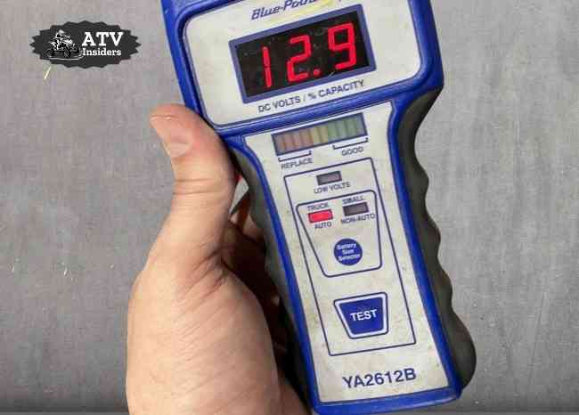 Testing ATV Battery YB14-B2 voltage